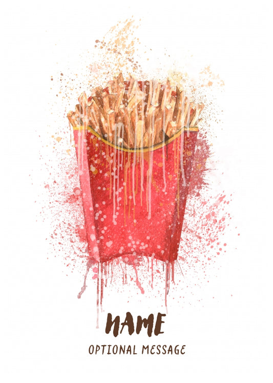 Watercolour Fries Greetings Card