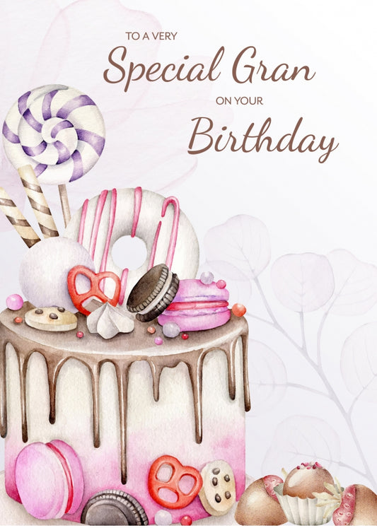 Special Gran Birthday Card Female - Cake Bday Cards