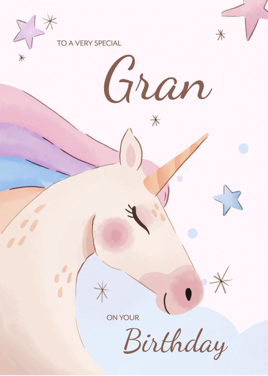 Unicorn Birthday Card for Gran Birthday Cards 40th 45th 46th 47th 48th 49th 50th Bday