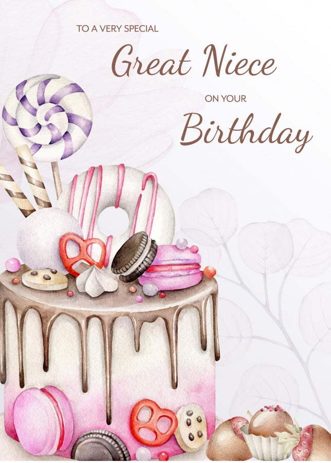 Great Niece Birthday Card Female - Cake Bday Cards