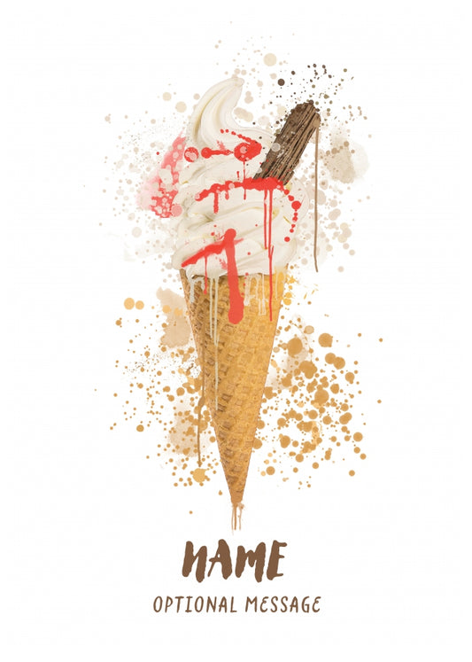 Watercolour Ice Cream Cone 99 Greetings Card