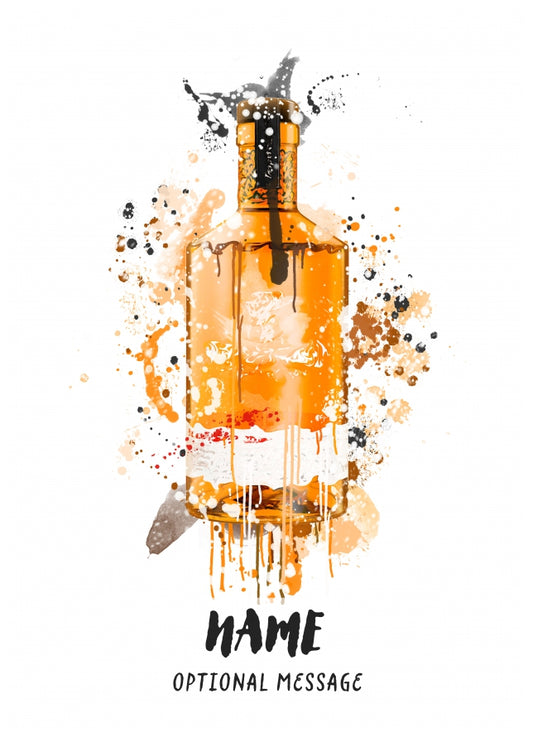 Blood Orange Vodka Birthday Card - Watercolour Vodka Bottle Greetings Card