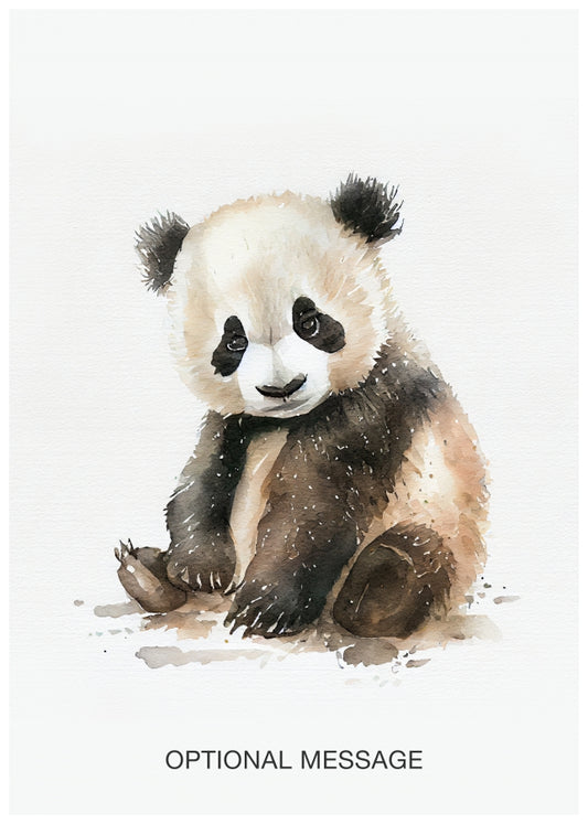 Cute Watercolour Panda Greetings Card for Friends and Family