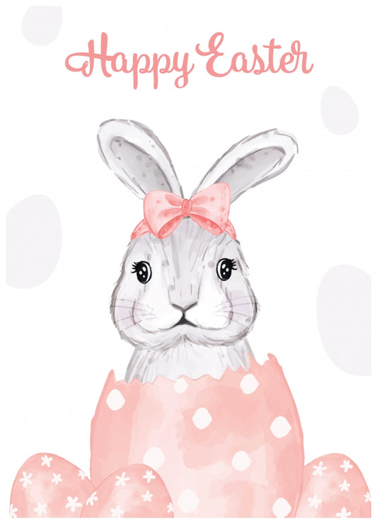 Watercolour Easter Card for Girls - Bunny Easter Card for Daughter Granddaughter