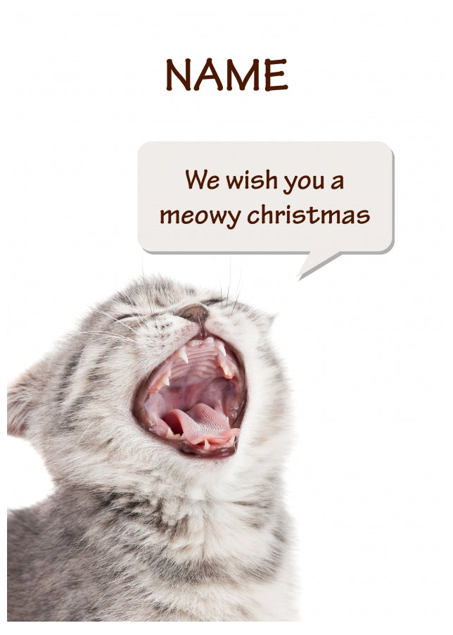 Personalised We Wish You A Meowy Christmas Card