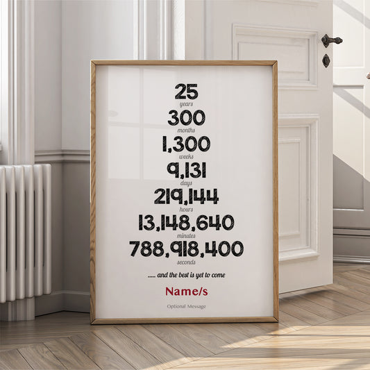 25th Wedding Anniversary Wall Art - 25 Year Anniversary Print - {VARIATION}