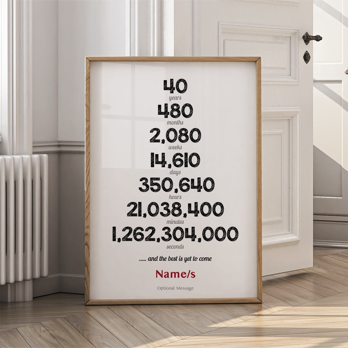 40th Wedding Anniversary Wall Art - 40 Year Anniversary Print - {VARIATION}