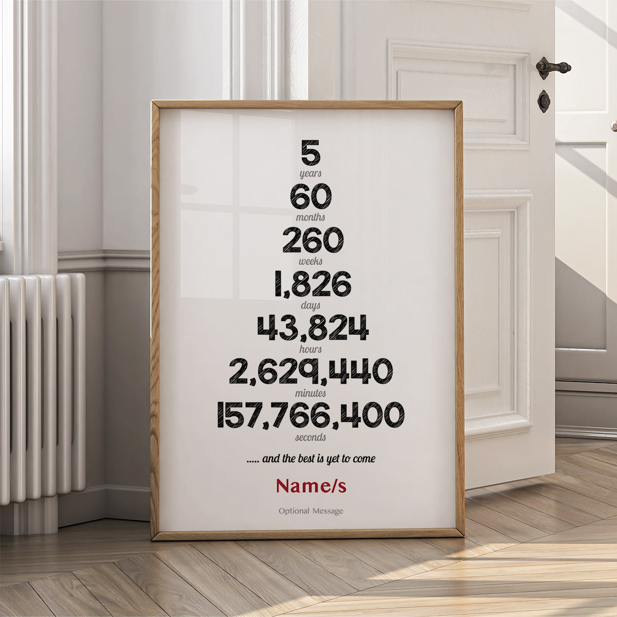 5th Wedding Anniversary Wall Art - 5 Year Anniversary Print - {VARIATION}
