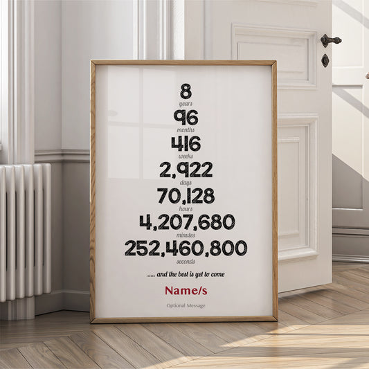8th Wedding Anniversary Wall Art - 8 Year Anniversary Print - {VARIATION}