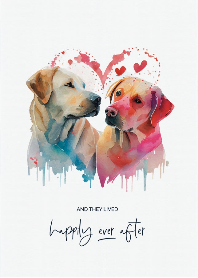 Congratulations Wedding Day Card for Bride & Groom - Happily Ever After Dogs