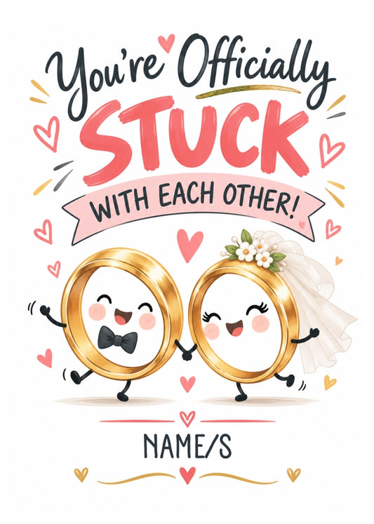 Wedding Day Card Stuck With Each Other
