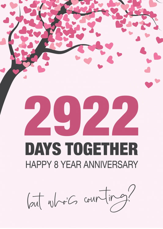 Happy 8th Wedding Anniversary Card for Husband, Wife and Couples | Who's Counting