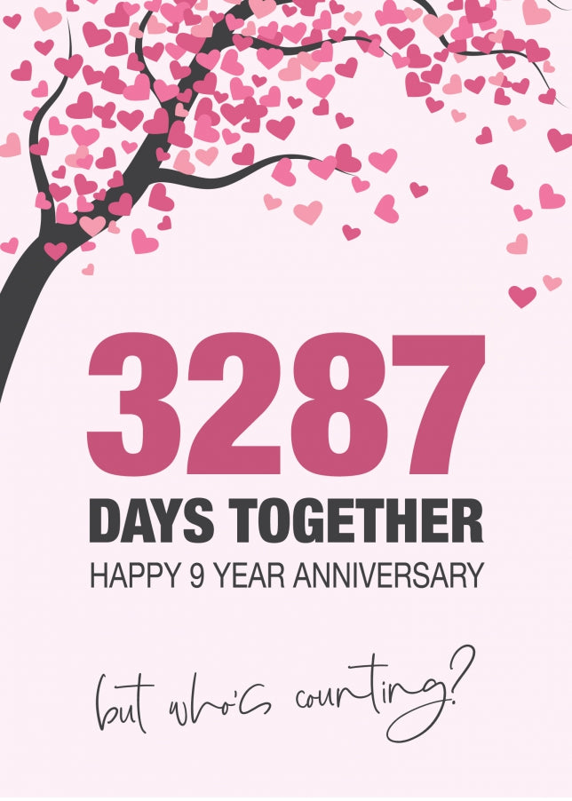 Happy 9th Wedding Anniversary Card for Husband, Wife and Couples | Who's Counting