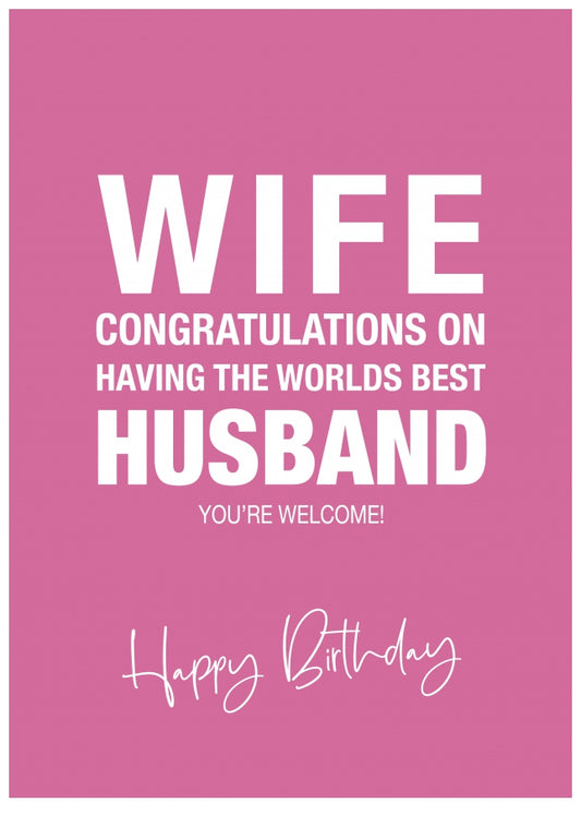 Funny Wife Birthday Card from Husband - Humorous Worlds Best Cards