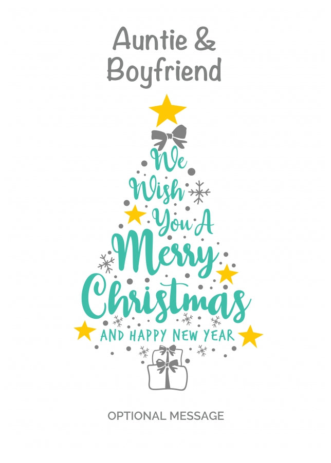 Auntie & Boyfriend Christmas Card - Wish You a Merry Christmas