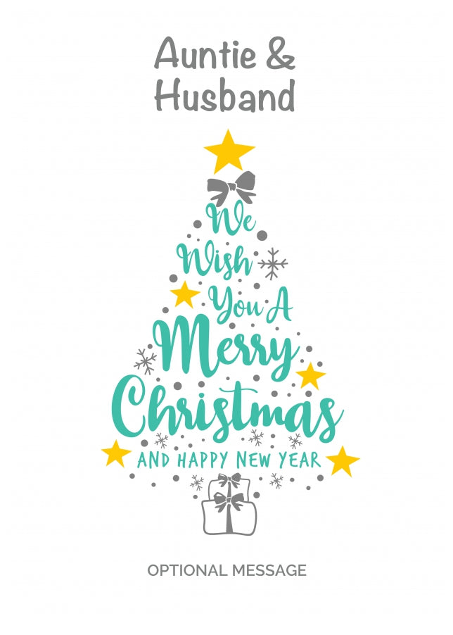 Auntie & Husband Christmas Card - Wish You a Merry Christmas