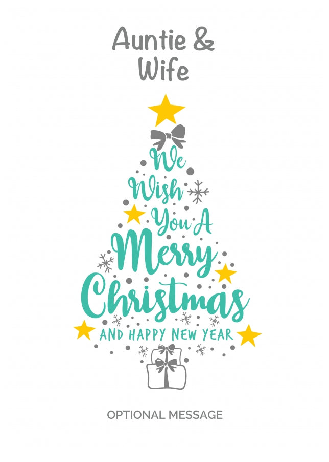 Auntie & Wife Christmas Card - Wish You a Merry Christmas