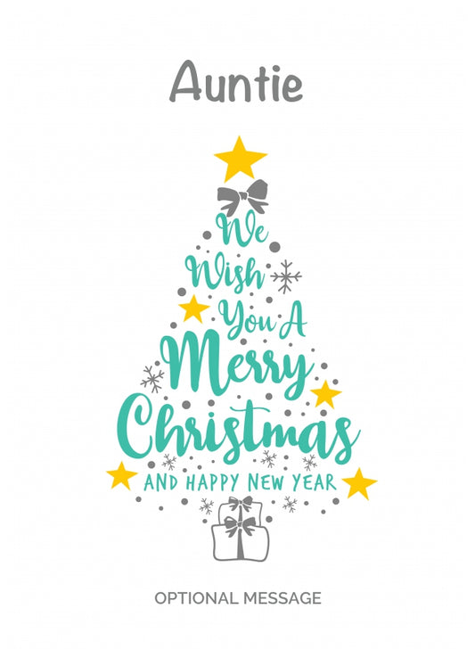 Auntie Christmas Card - Wish You a Merry Christmas