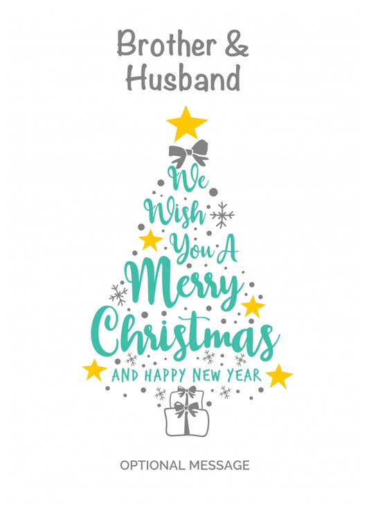 Brother & Husband Christmas Card - Wish You a Merry Christmas