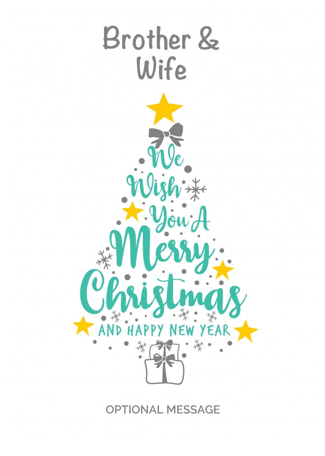 Brother & Wife Christmas Card - Wish You a Merry Christmas