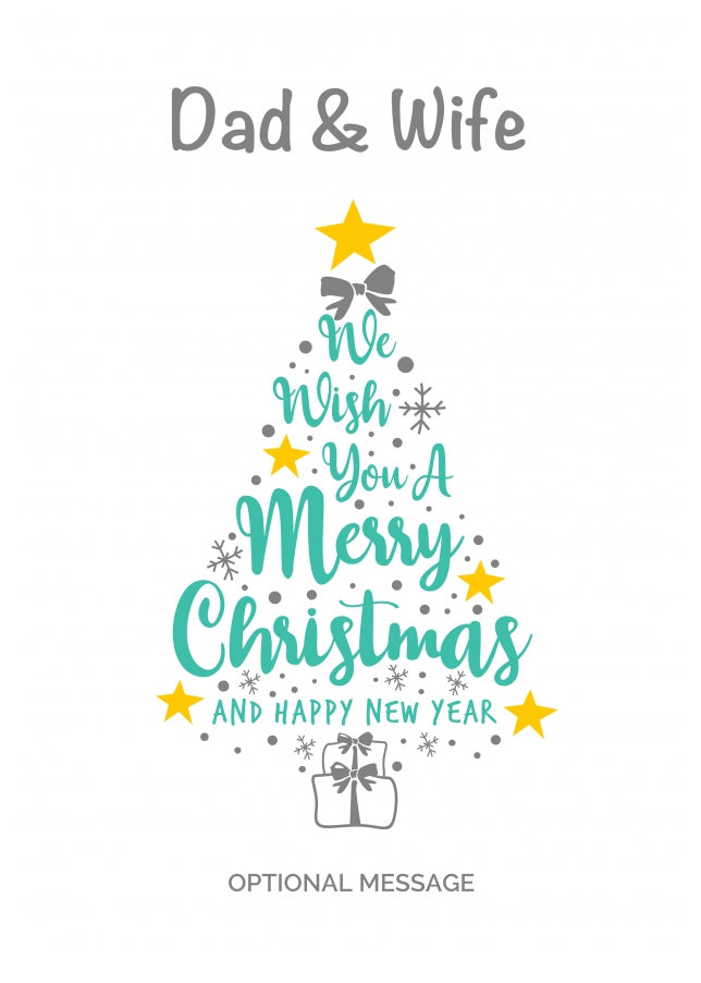 Dad & Wife Christmas Card - Wish You a Merry Christmas