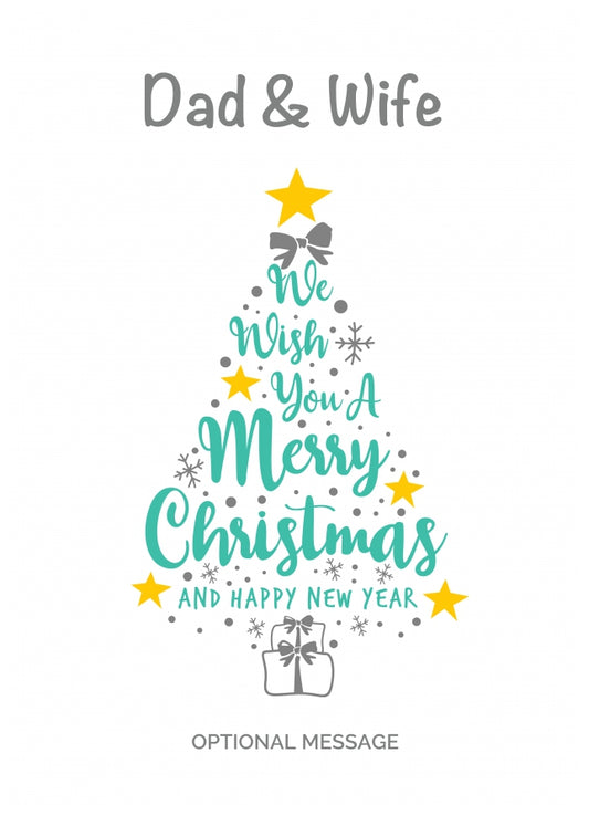 Dad & Wife Christmas Card - Wish You a Merry Christmas