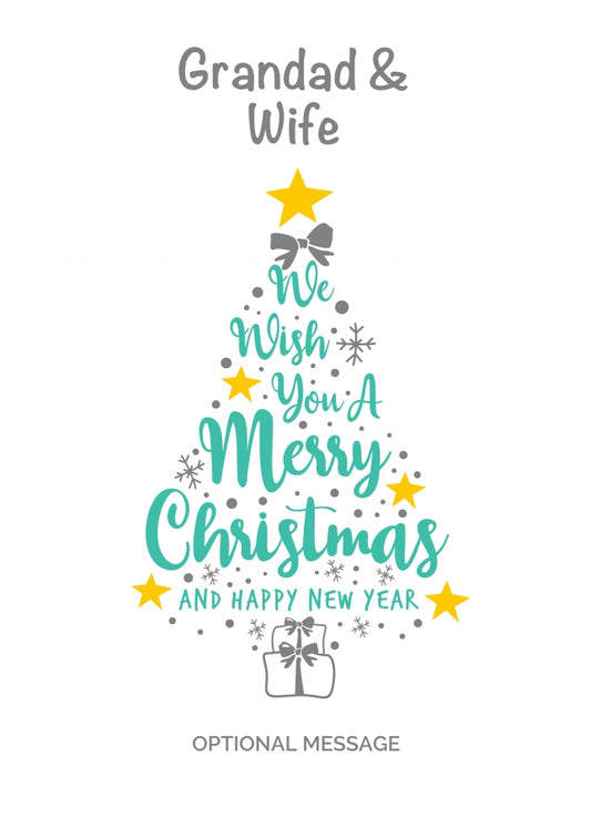 Grandad & Wife Christmas Card - Wish You a Merry Christmas