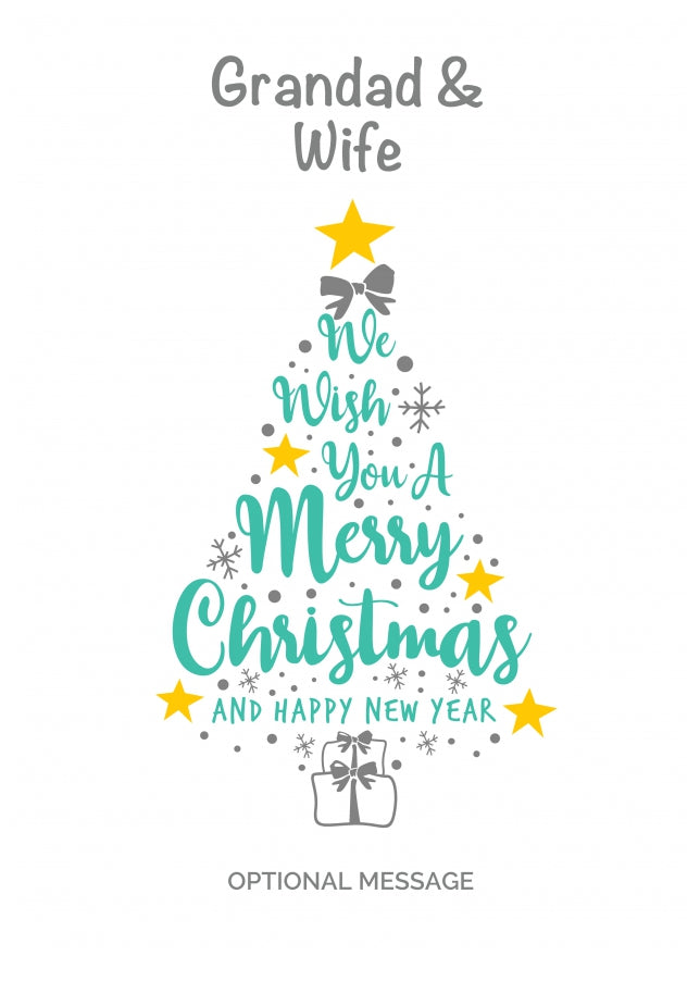 Grandad & Wife Christmas Card - Wish You a Merry Christmas