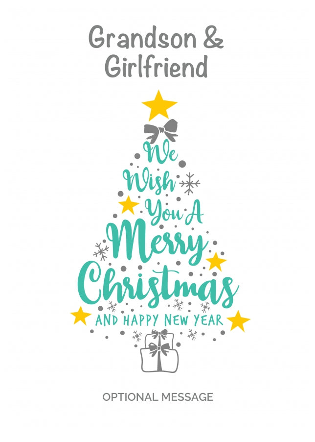 Grandson & Girlfriend Christmas Card - Wish You a Merry Christmas