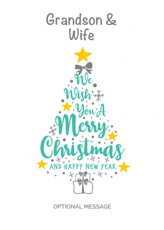 Grandson & Wife Christmas Card - Wish You a Merry Christmas