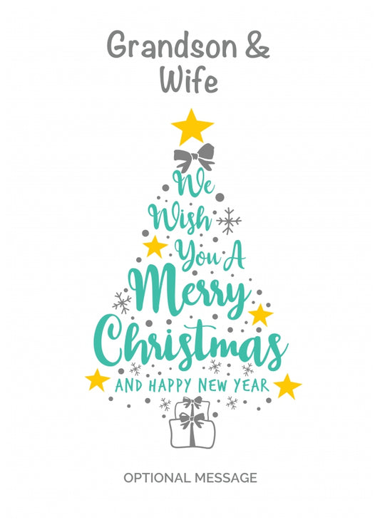 Grandson & Wife Christmas Card - Wish You a Merry Christmas