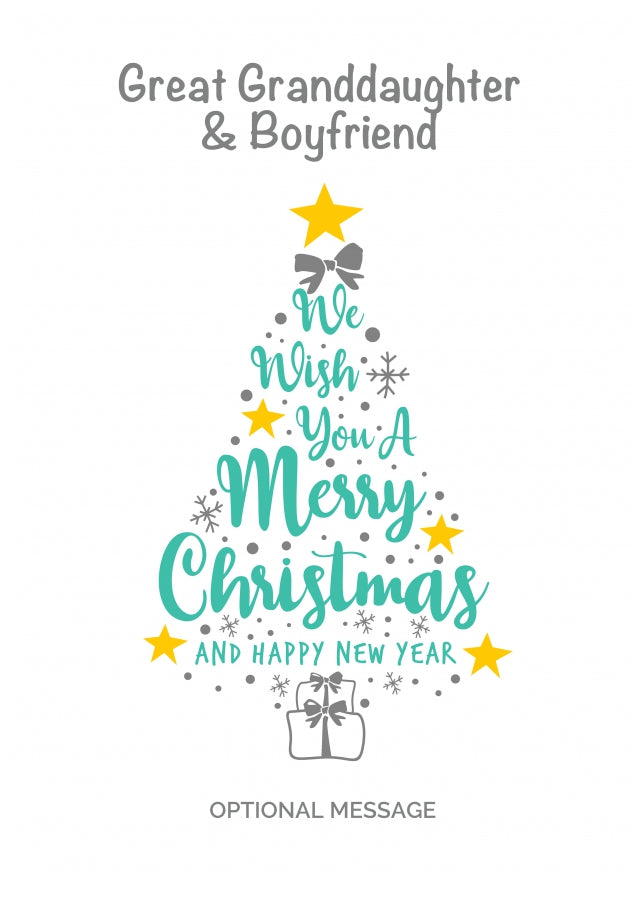 Great Granddaughter & Boyfriend Christmas Card - Wish You a Merry Christmas