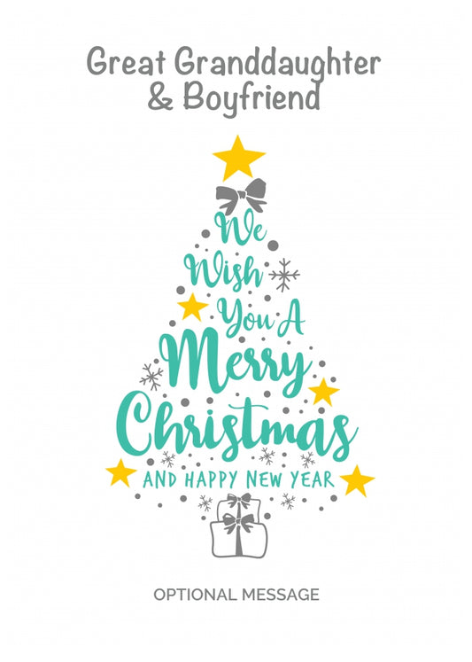 Great Granddaughter & Boyfriend Christmas Card - Wish You a Merry Christmas