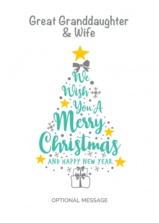 Great Granddaughter & Wife Christmas Card - Wish You a Merry Christmas