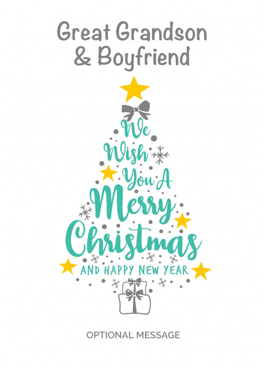 Great Grandson & Boyfriend Christmas Card - Wish You a Merry Christmas