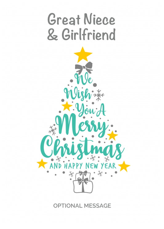 Great Niece & Girlfriend Christmas Card - Wish You a Merry Christmas