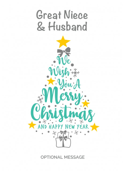 Great Niece & Husband Christmas Card - Wish You a Merry Christmas