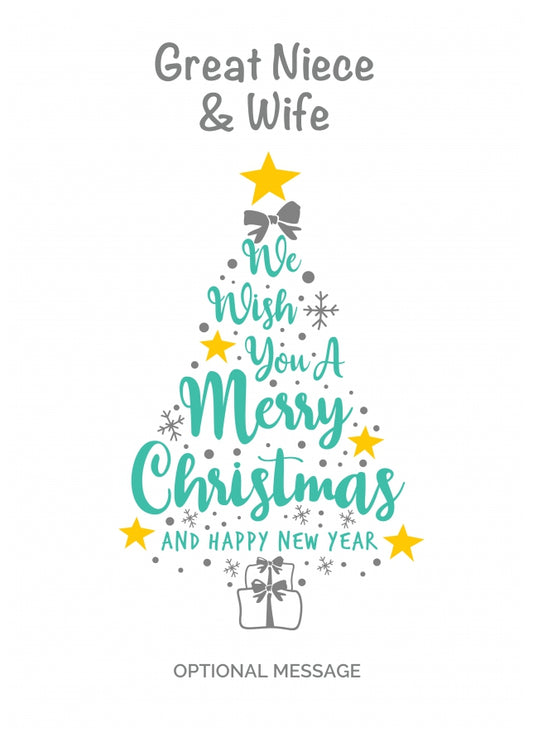 Great Niece & Wife Christmas Card - Wish You a Merry Christmas