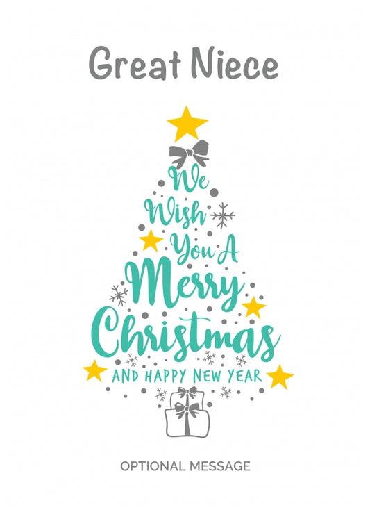 Great Niece Christmas Card - Wish You a Merry Christmas
