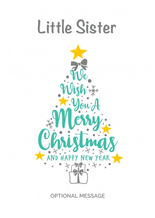 Little Sister Christmas Card - Wish You a Merry Christmas