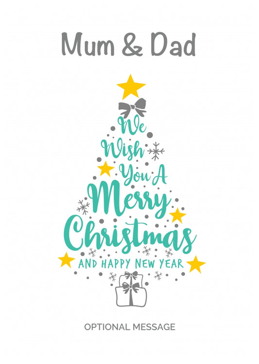 Mum & Dad Christmas Card - Wish You a Merry Christmas