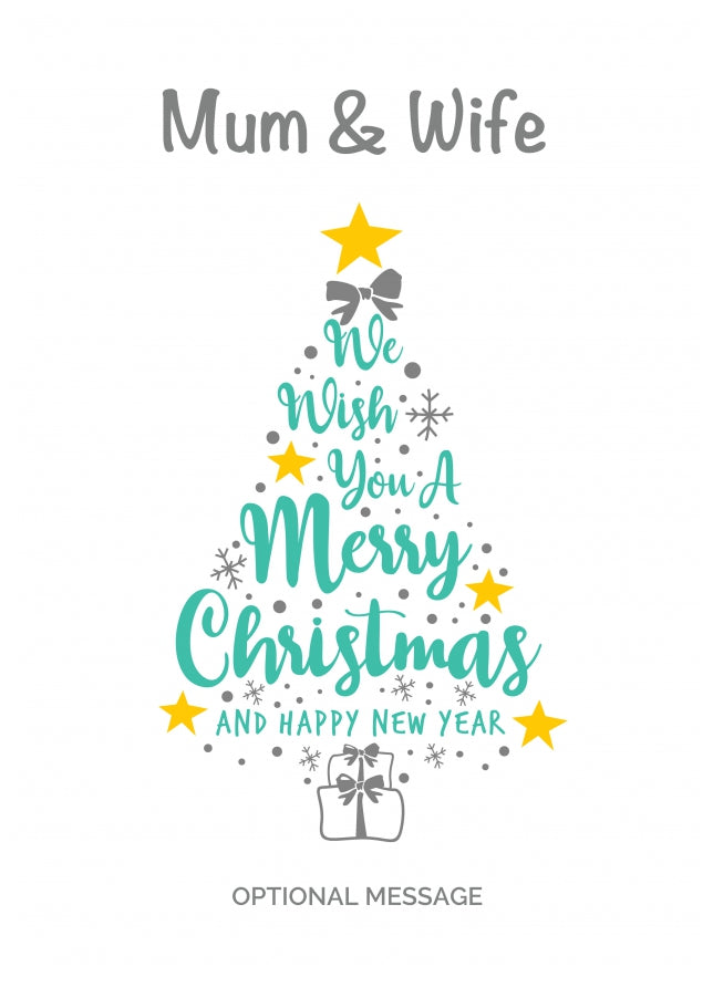 Mum & Wife Christmas Card - Wish You a Merry Christmas