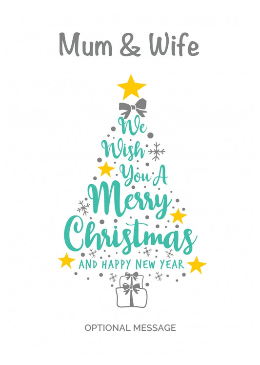 Mum & Wife Christmas Card - Wish You a Merry Christmas