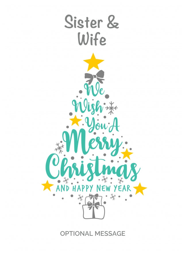 Sister & Wife Christmas Card - Wish You a Merry Christmas