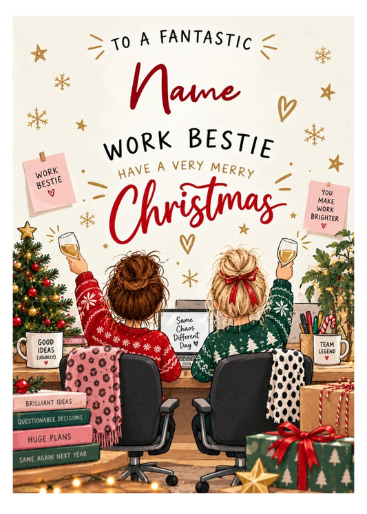 Personalised Work Bestie Christmas Card