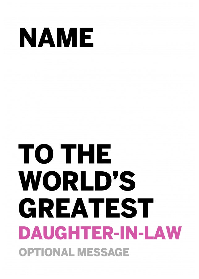 Personalised Daughter-in-law Birthday Card - Worlds Greatest