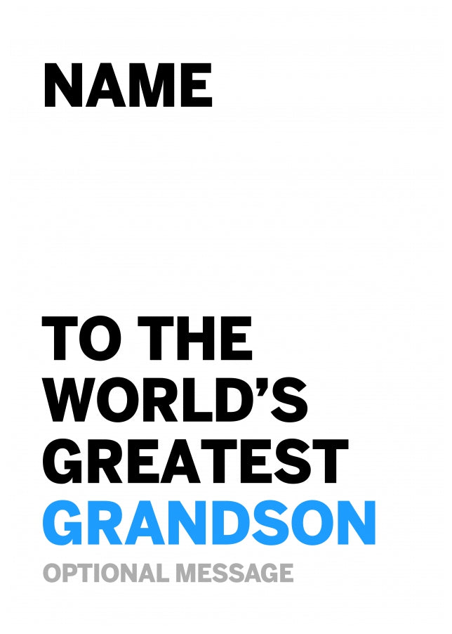 Personalised Grandson Birthday Card - Worlds Greatest