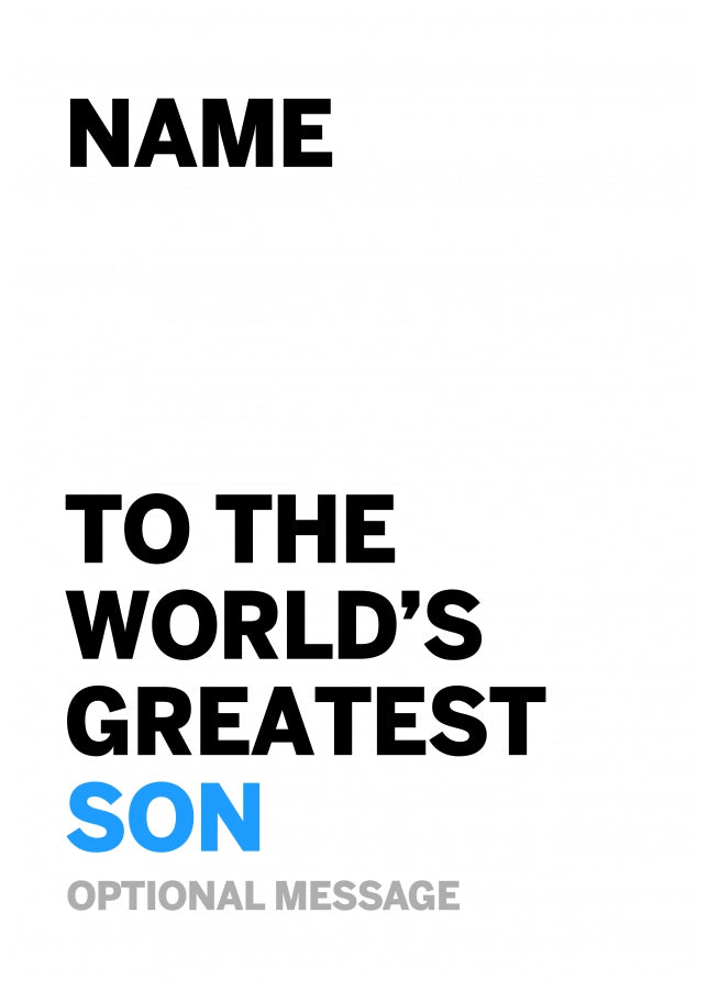 Personalised Son Birthday Card - Worlds Greatest