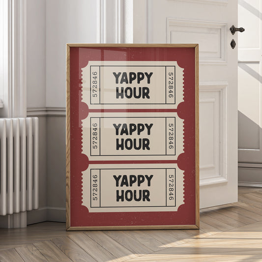 Yappy Hour Print - Retro Ticket - Digital Download