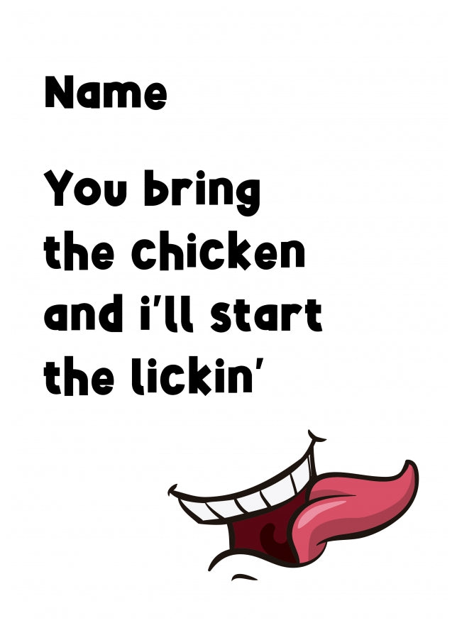 Chicken and Licking Day Card for Wife or Girlfriend | You Bring the Chicken